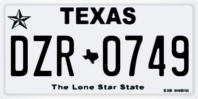 TX license plate DZR0749