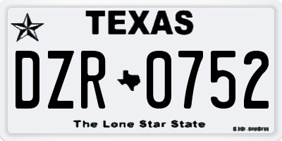 TX license plate DZR0752