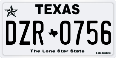 TX license plate DZR0756