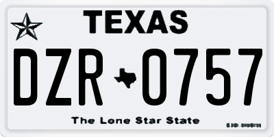 TX license plate DZR0757