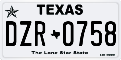 TX license plate DZR0758
