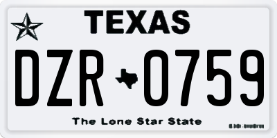 TX license plate DZR0759