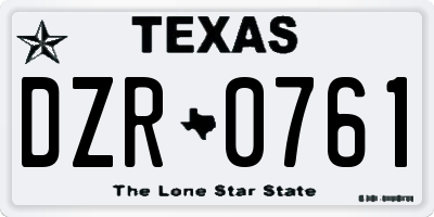 TX license plate DZR0761