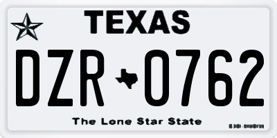 TX license plate DZR0762