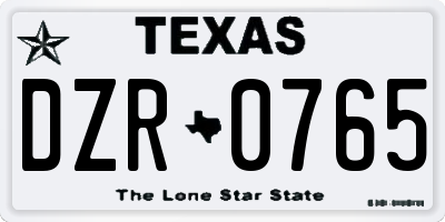 TX license plate DZR0765