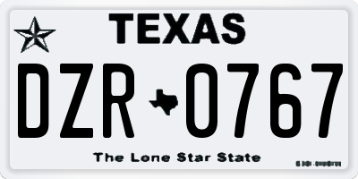 TX license plate DZR0767