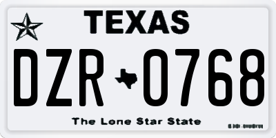 TX license plate DZR0768