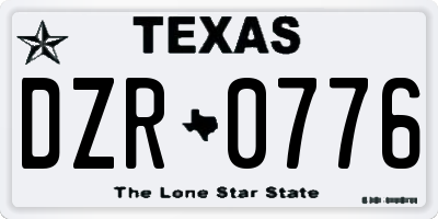 TX license plate DZR0776