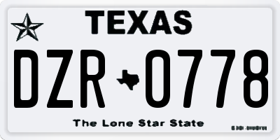 TX license plate DZR0778