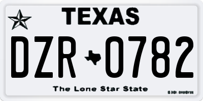 TX license plate DZR0782