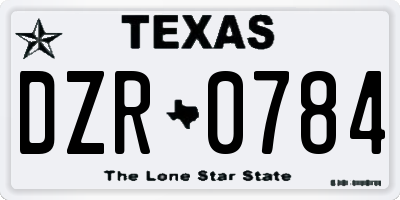 TX license plate DZR0784