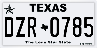 TX license plate DZR0785