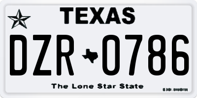 TX license plate DZR0786