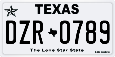 TX license plate DZR0789