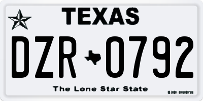 TX license plate DZR0792