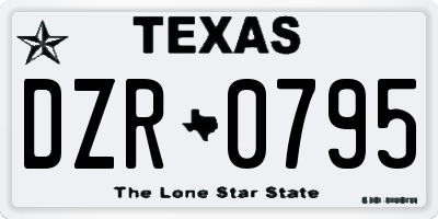 TX license plate DZR0795