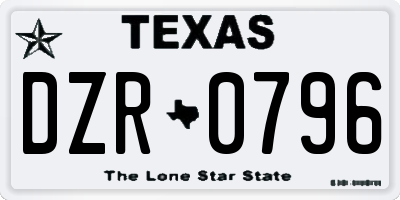TX license plate DZR0796