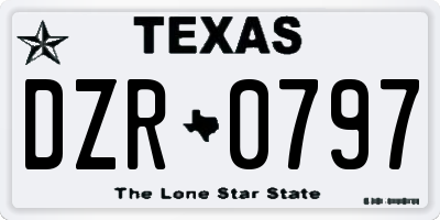TX license plate DZR0797