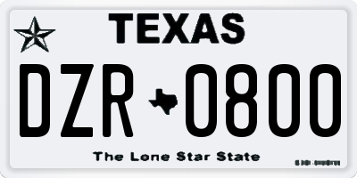 TX license plate DZR0800