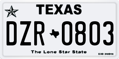 TX license plate DZR0803
