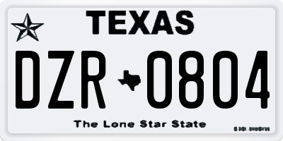 TX license plate DZR0804