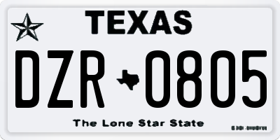 TX license plate DZR0805