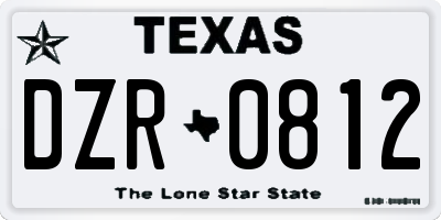TX license plate DZR0812