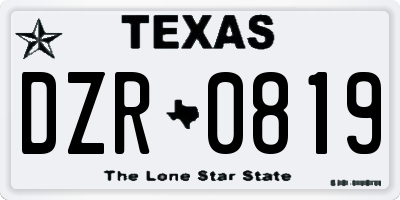 TX license plate DZR0819