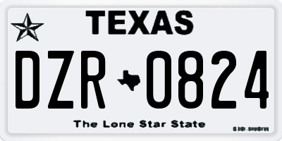 TX license plate DZR0824