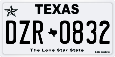 TX license plate DZR0832