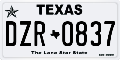 TX license plate DZR0837