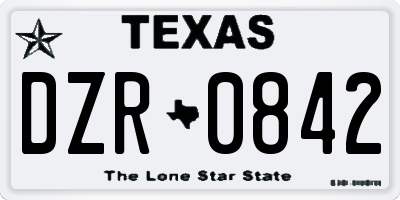 TX license plate DZR0842