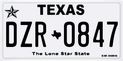 TX license plate DZR0847