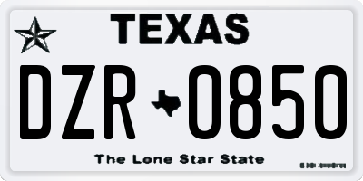 TX license plate DZR0850