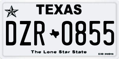 TX license plate DZR0855