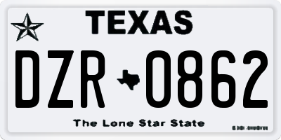 TX license plate DZR0862