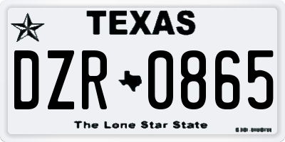 TX license plate DZR0865