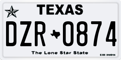 TX license plate DZR0874
