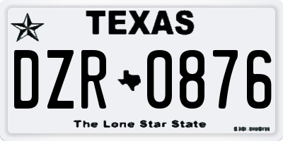 TX license plate DZR0876