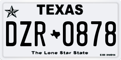 TX license plate DZR0878