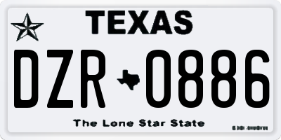 TX license plate DZR0886
