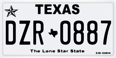 TX license plate DZR0887