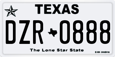 TX license plate DZR0888