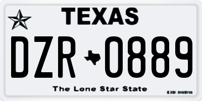 TX license plate DZR0889