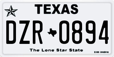 TX license plate DZR0894