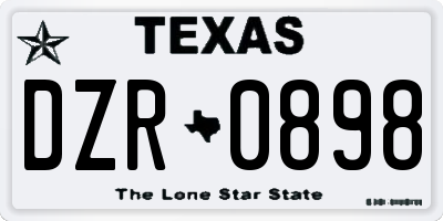 TX license plate DZR0898