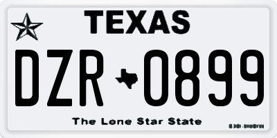 TX license plate DZR0899