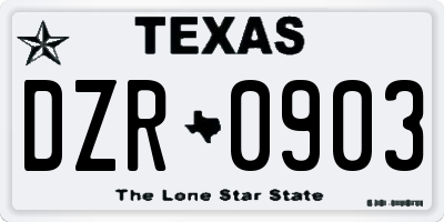 TX license plate DZR0903