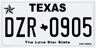 TX license plate DZR0905
