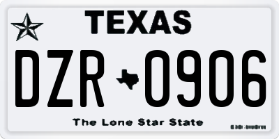 TX license plate DZR0906
